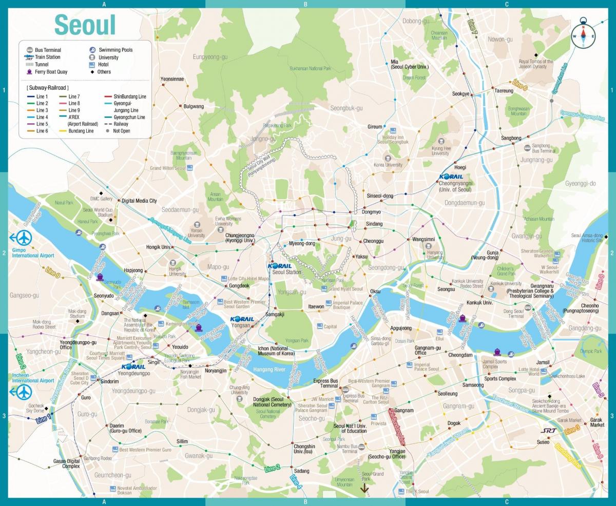 Mapa de la estación de autobuses de Seúl