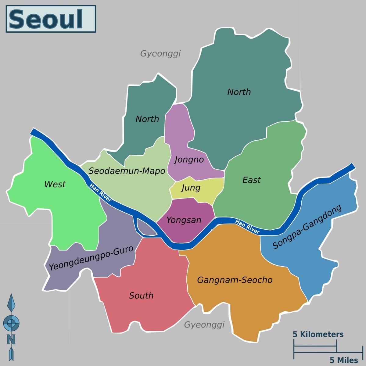 Mapa de los barrios de Seúl