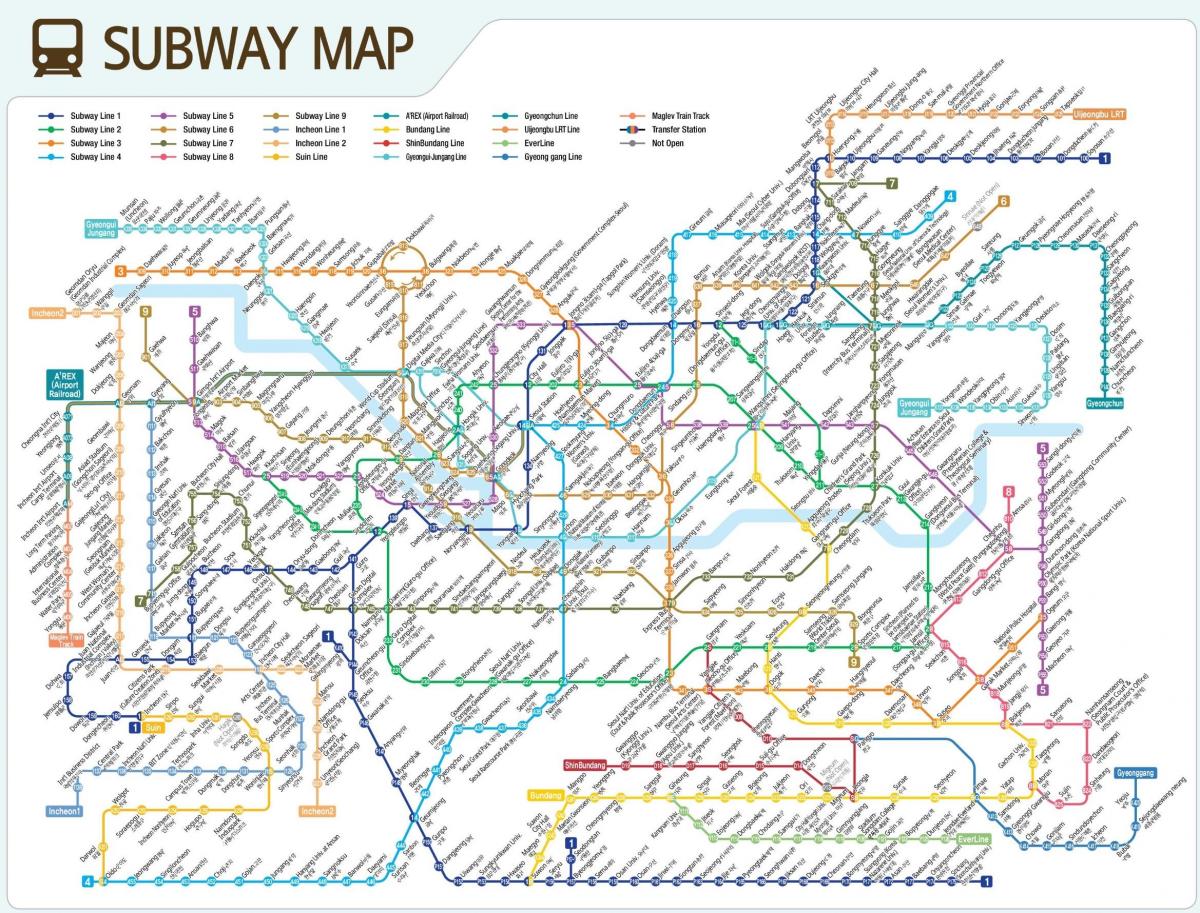 Mapa de las estaciones de metro de Seúl